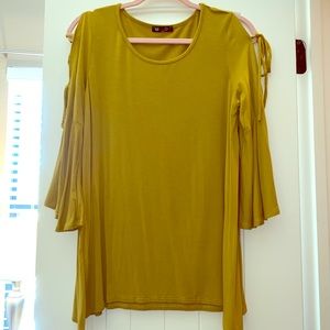 Dark Mustard Top With Bell Sleeves